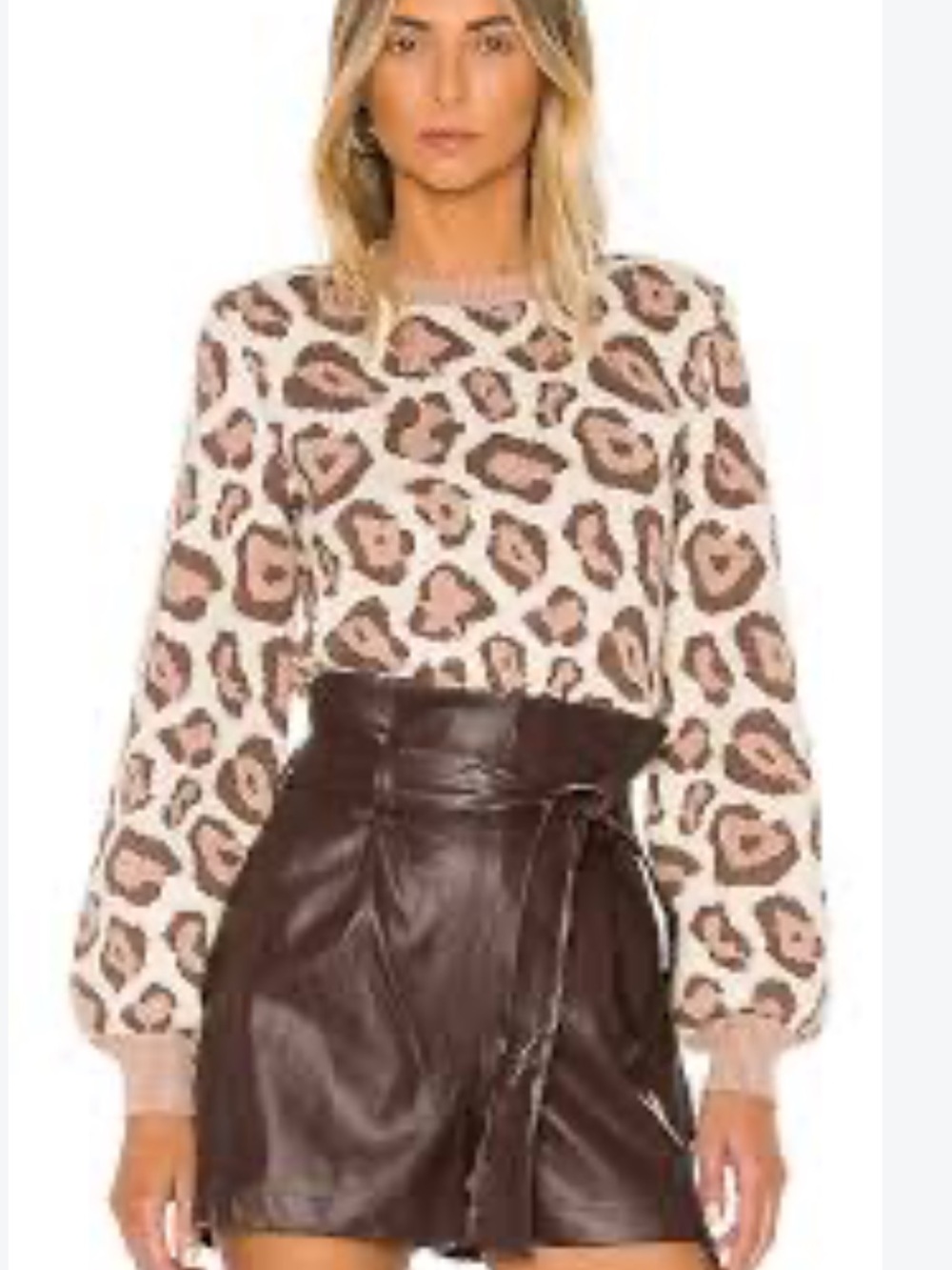 MAJORELLE tan leopard print Leandra Sweater size M.